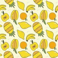 dessiné à la main d'un motif de fruits tropicaux orange jaune vecteur