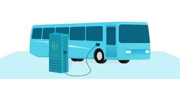 recharge de bus de transport public à la station de recharge de véhicule électrique, véhicule au point de recharge ev, illustration de vecteur d'affaires sur fond blanc.