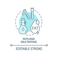 graisses et huiles testant l'icône de concept turquoise. illustration de fine ligne d'idée abstraite de fabricant de produits alimentaires. état d'oxydation. dessin de contour isolé. trait modifiable. arial, myriade de polices pro-gras utilisées vecteur