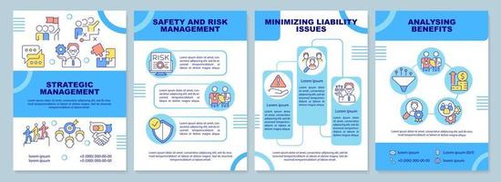 modèle de brochure bleu importance rh. succès de l'entreprise. conception de dépliant avec des icônes linéaires. 4 mises en page vectorielles pour la présentation, les rapports annuels. arial-black, une myriade de polices pro-régulières utilisées vecteur