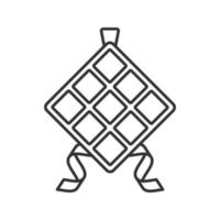 icône linéaire ketupat. illustration de la ligne mince. riz en feuille de palmier. symbole de contour. dessin de contour isolé de vecteur
