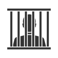 icône de glyphe de prisonnier. prison de prison. symbole de la silhouette. espace négatif. illustration vectorielle isolée vecteur