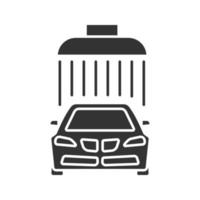 icône de glyphe de lavage de voiture. service de nettoyage automatique. symbole de la silhouette. espace négatif. illustration vectorielle isolée vecteur