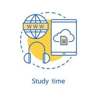 icône de concept de navigation sur Internet. idée de stockage numérique illustration en ligne mince. temps d'étude. dessin de contour isolé de vecteur