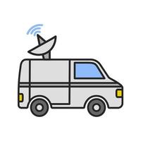 icône de couleur de van de nouvelles. camion satellite. télédiffusion à distance. illustration vectorielle isolée vecteur