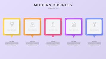 modèle de vecteur d'infographie 3d minimaliste avec des étapes pour réussir. présentation avec des icônes d'éléments de ligne. la conception de concept d'entreprise peut être utilisée pour la mise en page web, brochure, diagramme, graphique ou bannière