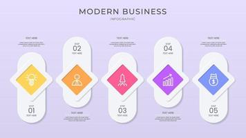 élégant modèle de vecteur 3d infographique avec des étapes pour réussir. présentation avec des icônes d'éléments de ligne. la conception de concept d'entreprise peut être utilisée pour la mise en page web, brochure, diagramme, graphique ou bannière