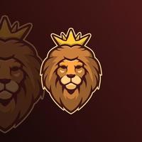 modèle de logo moderne de mascotte de tête de roi lion vecteur