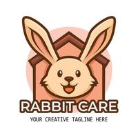 modèle de logo de mascotte de dessin animé de ferme de lapin mignon vecteur