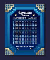 modèle de calendrier du mois de jeûne du ramadan vecteur