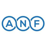 création de logo de lettre anf sur fond noir. concept de logo de lettre initiales créatives anf. une conception de lettre. vecteur