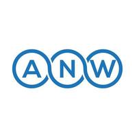 création de logo de lettre anw sur fond noir. concept de logo de lettre initiales créatives anw. conception de lettre anw. vecteur