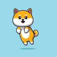 mignon shiba inu sautant illustration d'icône de vecteur de dessin animé. concept d'icône animale isolé vecteur premium.