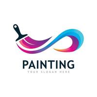 peinture logo style design de luxe en couleur. concept de pinceau créatif vecteur