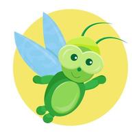 dessin animé coléoptère vert avec des ailes dans un style plat vecteur
