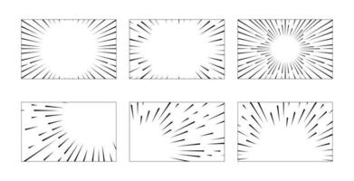 jeu de lignes de vitesse de bande dessinée isolé sur fond vecteur