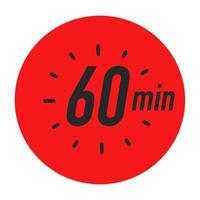 symbole de minuterie de 60 minutes style de couleur rouge vecteur