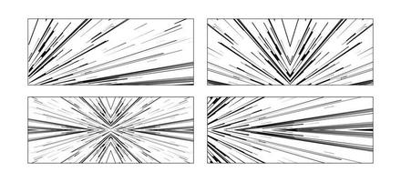 jeu de lignes de vitesse de bande dessinée isolé sur fond vecteur