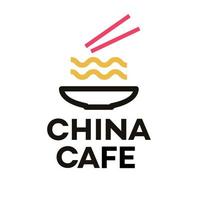 logo de café chinois avec style de ligne moderne de nouilles vecteur