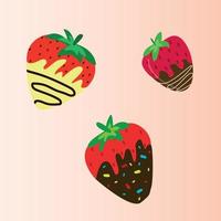 image vectorielle de fraise au chocolat dans un style doodle vecteur