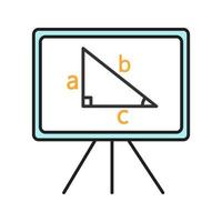 icône de couleur de tableau blanc. commission scolaire avec triangle rédigé. géométrie. illustration vectorielle isolée vecteur