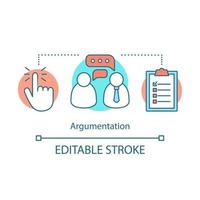 icône de concept d'argumentation. négociation commerciale. méthodes de persuasion, justification des faits. compétences en communication. idée de discussion illustration fine ligne. dessin isolé de vecteur. trait modifiable vecteur