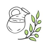 icône de couleur de pot de thé glacé à base de plantes. boisson rafraîchissante naturelle d'été. boisson biologique et écologique. eau, pichet de jus à la menthe. cruche en verre et branche de plante avec des feuilles isolées illustration vectorielle vecteur
