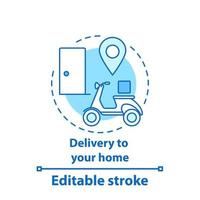 icône de concept de livraison à domicile. livraison de nourriture. illustration de la ligne mince de l'idée du service de messagerie. dessin de contour isolé de vecteur. trait modifiable vecteur