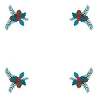 cadre de noël de branches d'épinette bleue avec cônes, feuilles et baies de houx. décoration festive pour le nouvel an et décoration intérieure. illustration vectorielle plate vecteur