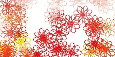 texture de doodle vecteur orange clair avec des fleurs.