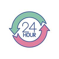 icône vectorielle 24 heures sur 24 qui convient aux travaux commerciaux et qui peut être facilement modifiée ou modifiée vecteur