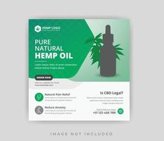 promotion de la vente de produits de cannabis de chanvre huile cbd bannière de publication sur les médias sociaux vecteur