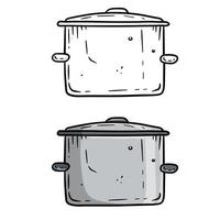 casserole de dessin animé. ustensiles de cuisine en acier gris. vecteur