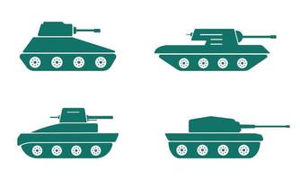 icône de silhouette de char militaire. pictogramme de la force du véhicule panzer. icône d'arme automatique armée. symbole vert de l'armée de chars. munitions de guerre de défense. logo de transport de l'armée. illustration vectorielle isolée. vecteur