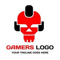création de logo de crâne robotique de joueurs vecteur
