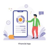 une illustration plate à la mode de l'application financière vecteur