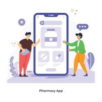 une illustration plate personnalisable de l'application de pharmacie vecteur