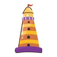 une icône de doodle de phare conçue dans un style plat vecteur