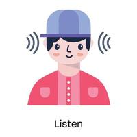 icône plate d'écoute facile à utiliser vecteur