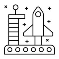 une icône linéaire captivante de la plate-forme de fusée vecteur