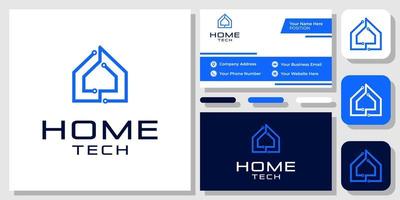conception de logo moderne de réseau de maison intelligente de données numériques de technologie domestique avec modèle de carte de visite