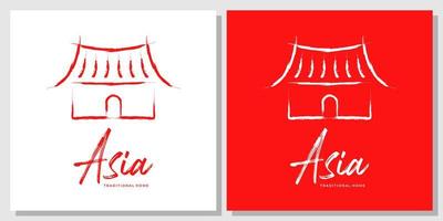 maison de la culture pinceau de peinture asiatique traditionnel création de logo abstrait