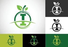 alphabet monogramme i initial avec le logo apple abstrait. vecteur de conception de logo d'aliments sains