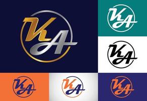 modèle vectoriel de conception de logo de lettre de monogramme initial ka. création de logo de lettre ka