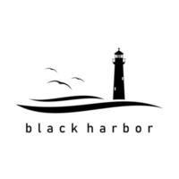 vecteur d'icône de logo de conception de port noir