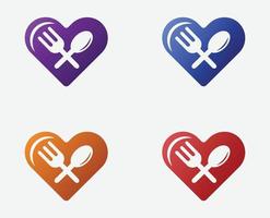 modèle de conception de logo de restaurant de nourriture d'amour, création de logo de restaurant, création de logo de restaurant simple vecteur