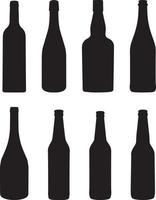 diverses bouteilles de silhouette noire de vin, de bière et de soda vecteur