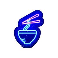 symbole d'icône de spaghetti de couleur néon. bleu nuit. conception de spaghettis, de pâtes et de nouilles au néon. icône néon réaliste. il y a une zone de masque sur fond blanc. vecteur