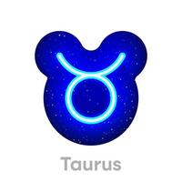 icône du zodiaque taureau bleu néon dans l'espace. icône d'horoscope néon réaliste. icône de ligne de zodiaque taureau néon brillant. il a une zone de masque sur fond blanc. vecteur