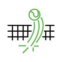 icône de balle de tennis. la balle passant à travers le filet de tennis touche le sol. cette icône est l'icône symboles du match de tennis. jeu d'icônes de compétition sportive. trait modifiable. logo, web et application. vecteur